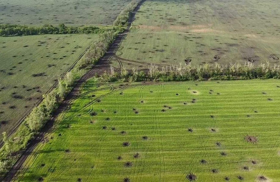 Land riddled with war damage